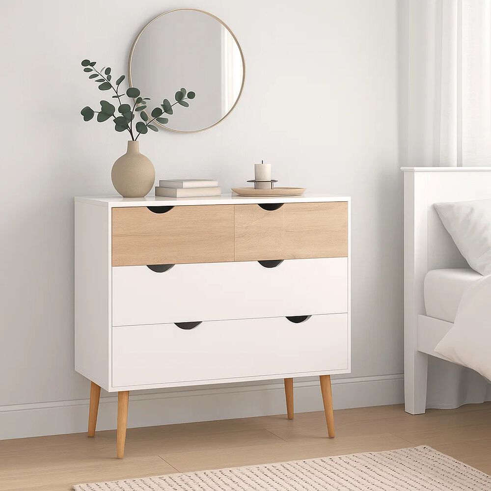 C&oacute;moda 4 Cajones Blanca Madera Mdf image number 1.0