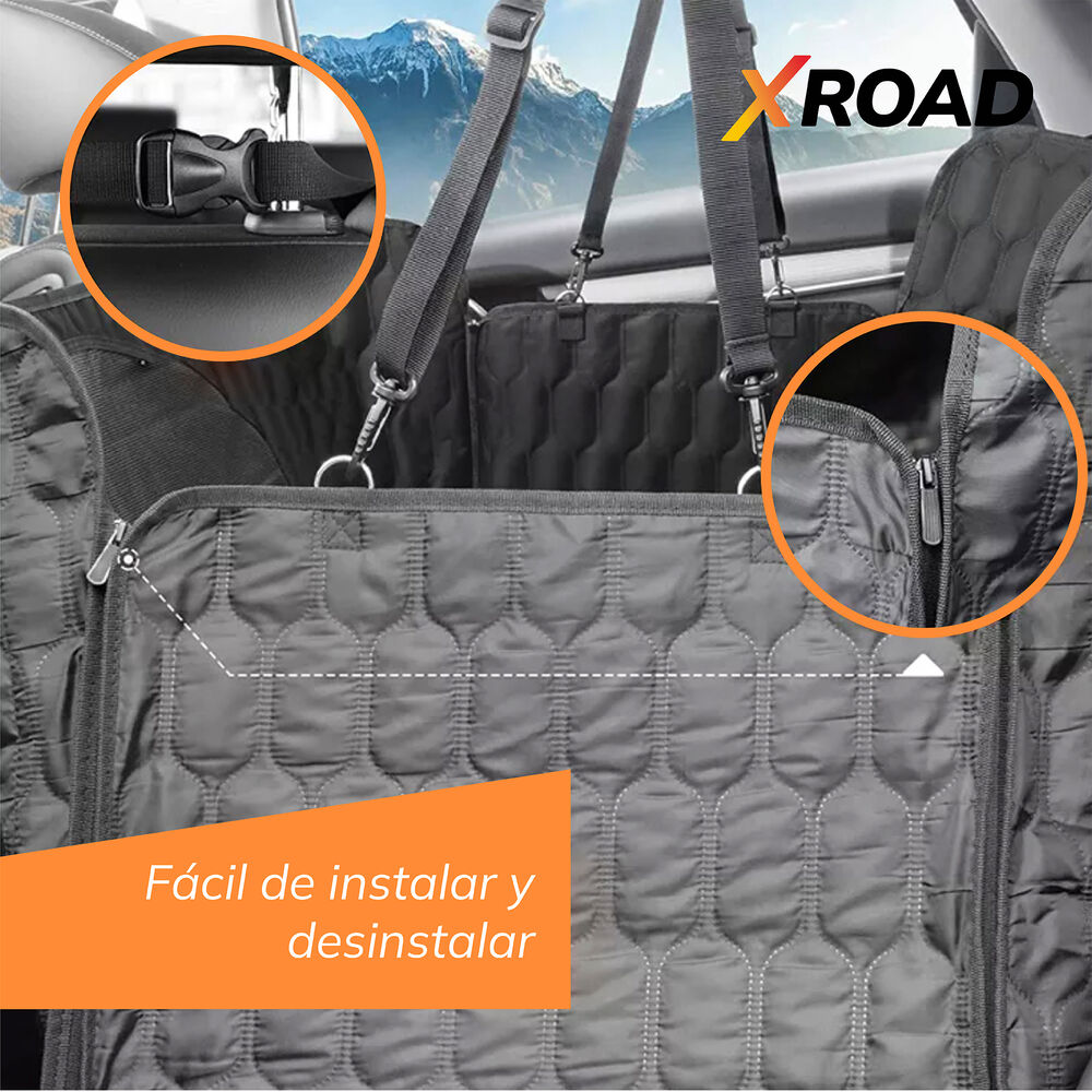 Funda Cubre Asiento De Auto Impermeable Mascotas Negra Xroad image number 1.0