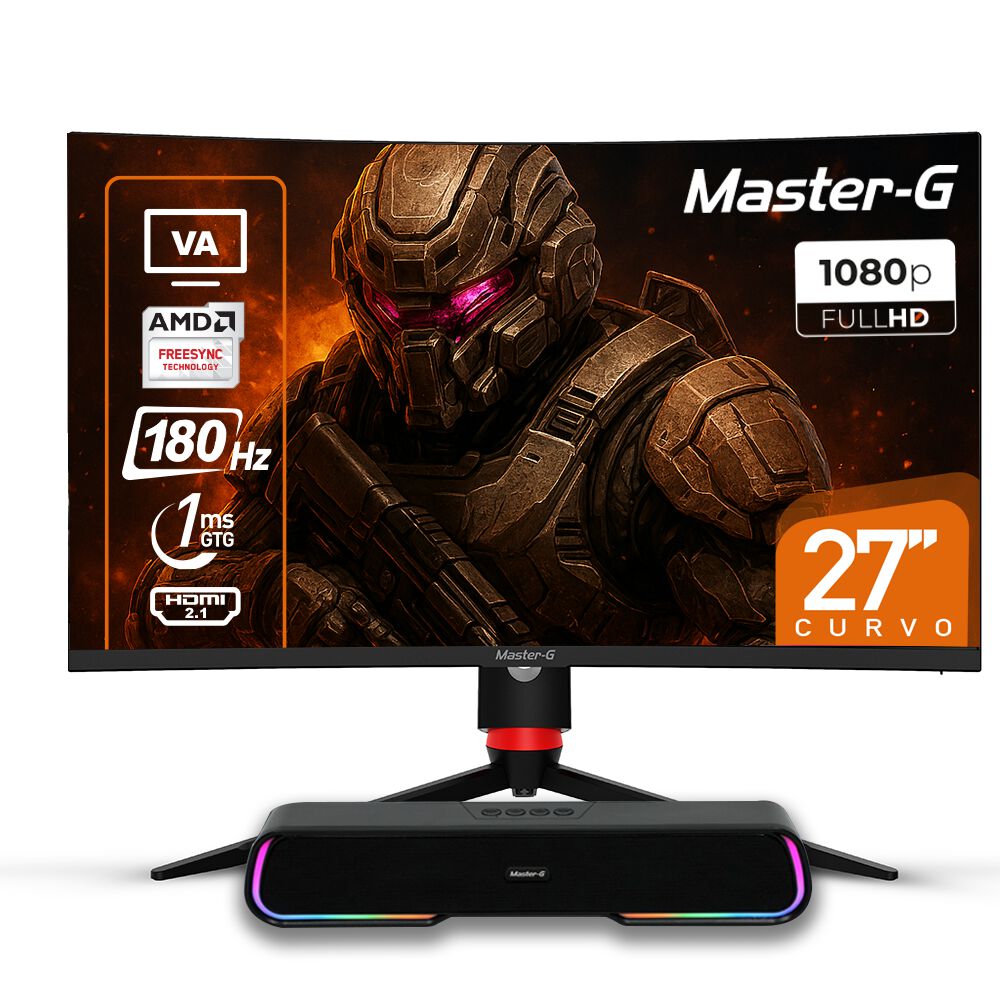 Pack Monitor Gamer 27" Curvo Fhd 1080 Va 180hz + Soundbar Bt image number 0.0