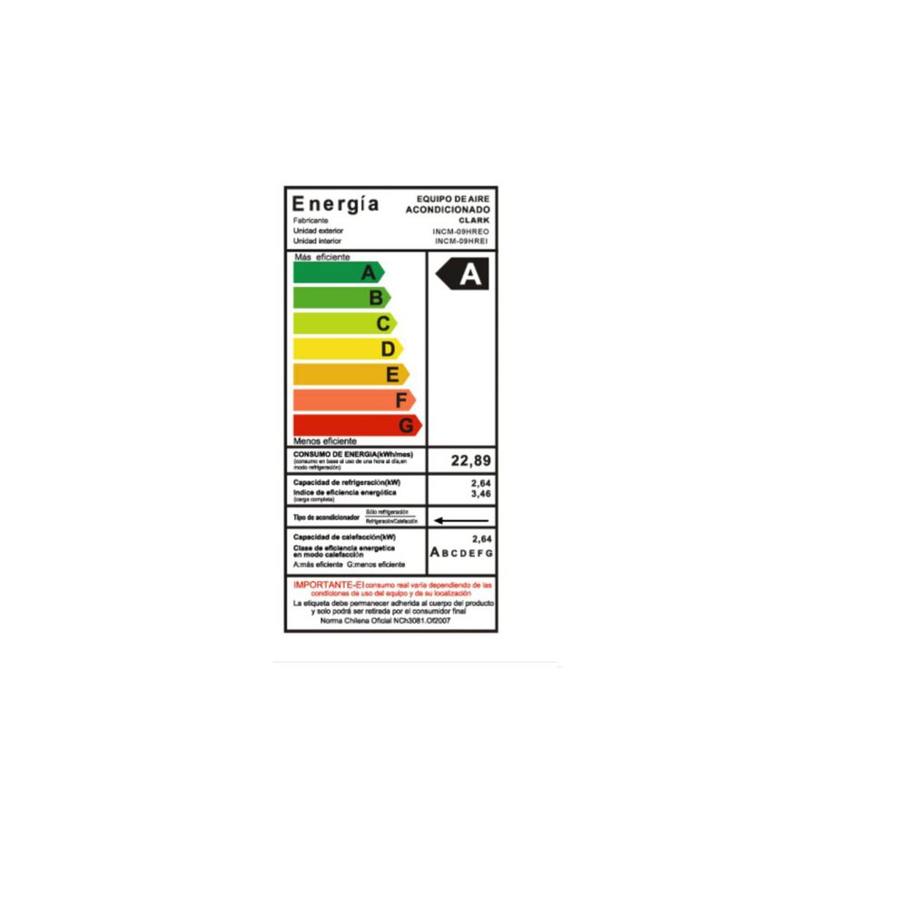 Aire Acondicionado Tipo Split Muro Inverter De 9000 Btu Wifi Clark image number 4.0