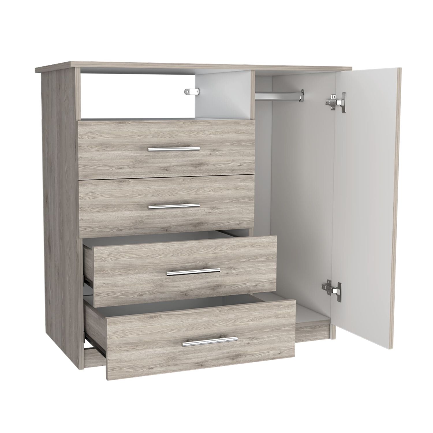 Comoda 4 Cajones 1 Puerta Fm-018g - Gris Claro image number 1.0