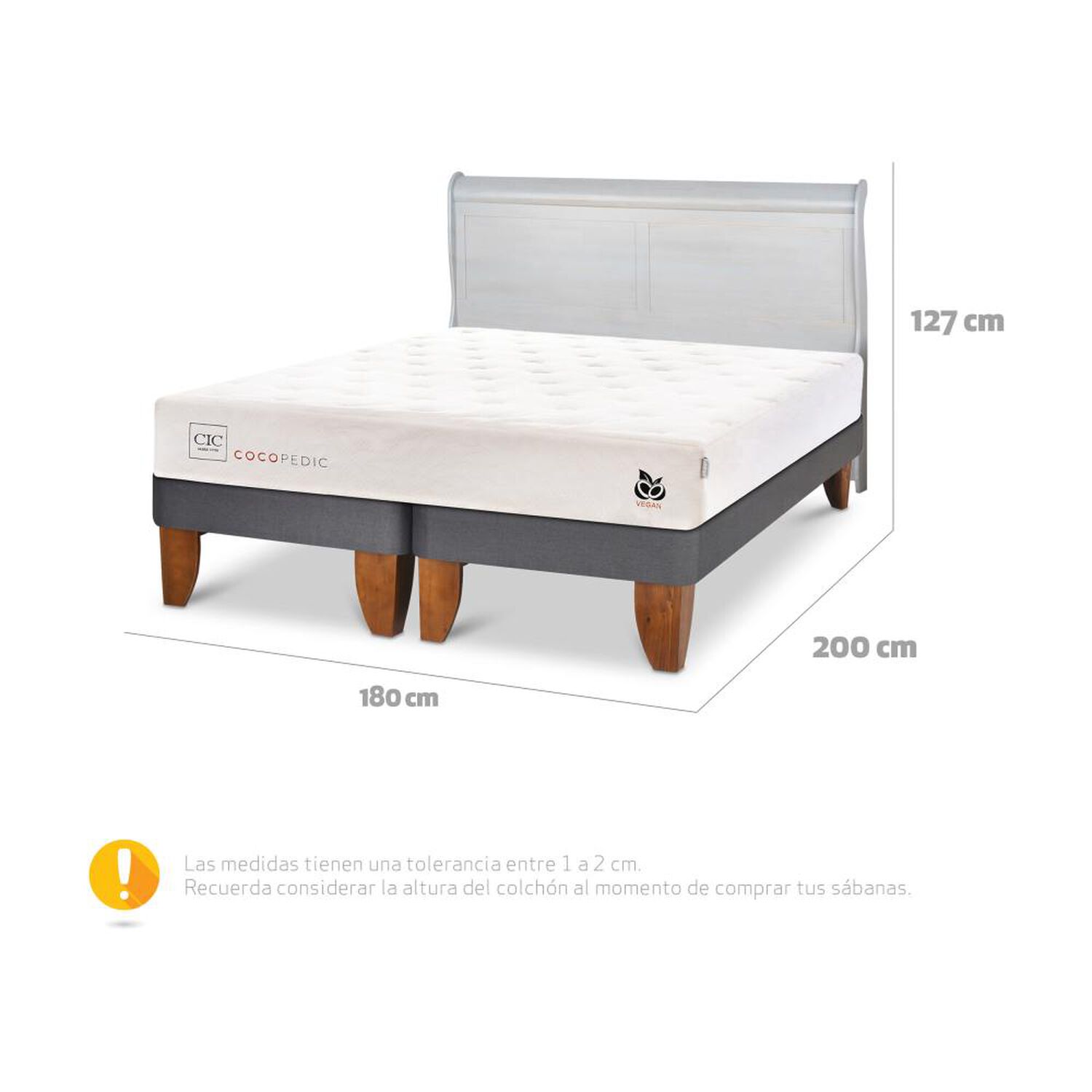 Cama Europea Cic Cocopedic / King / Base Dividida + Respaldo image number 6.0