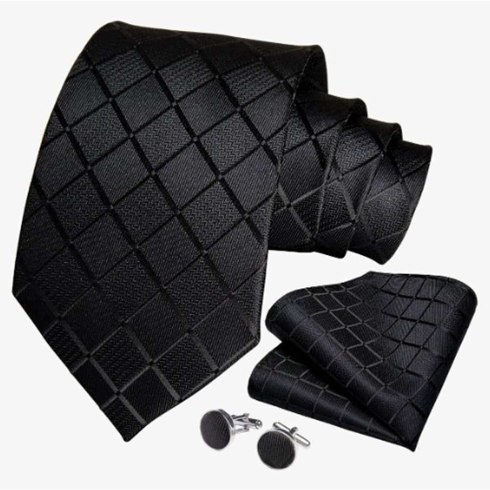 Corbatas Seda Hombres, Pa&ntilde;o Y Colleras Negro image number 1.0