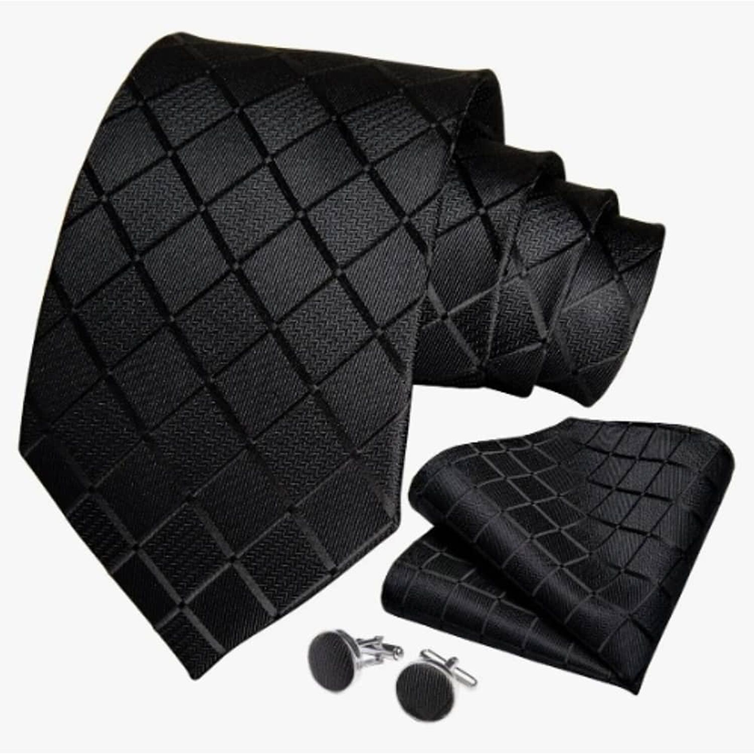Corbatas Seda Hombres, Pa&ntilde;o Y Colleras Negro image number 1.0