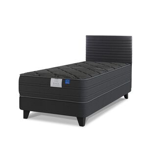 Cama Europea Flex Black / 1.5 Plazas / Base Normal + Respaldo