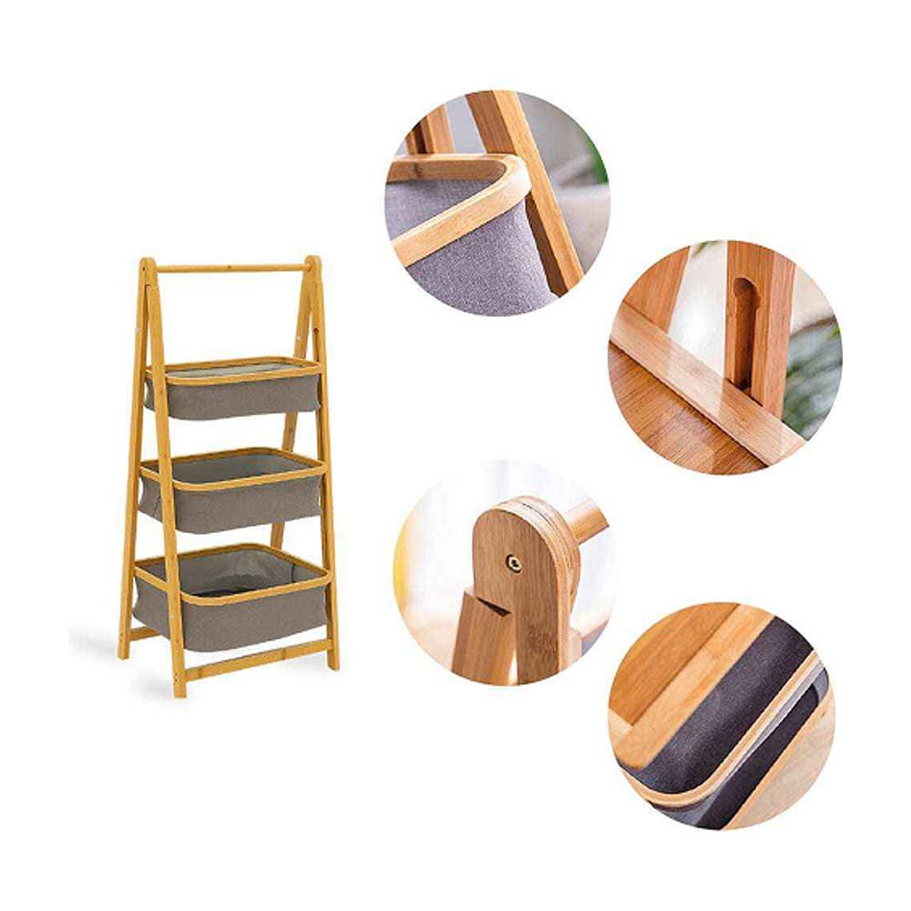 Estante Organizador Plegable 3 Niveles | Cestas De Tela Gris image number 3.0