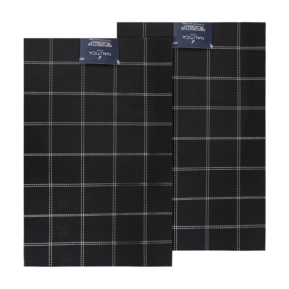 Pack 2 Individuales De Mesa Nautica Home 45x30cm Negro A Cuadros image number 3.0