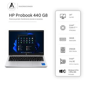 Notebook Hp 440 G8 I7 11th 16gb 256gb - Win11 Office - Reacondicionado Profesional