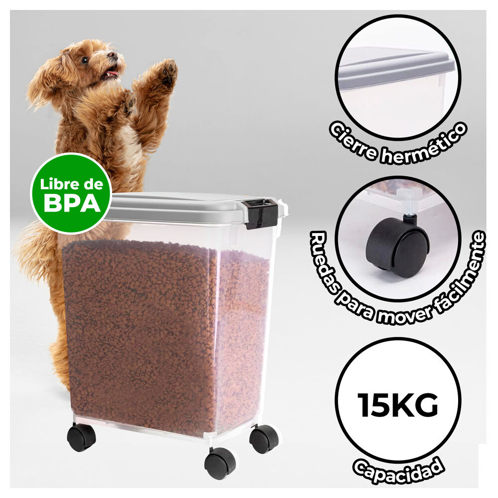 Contenedor Herm&eacute;tico Para Comida De Mascotas Con Ruedas 15 Kg image number 1.0