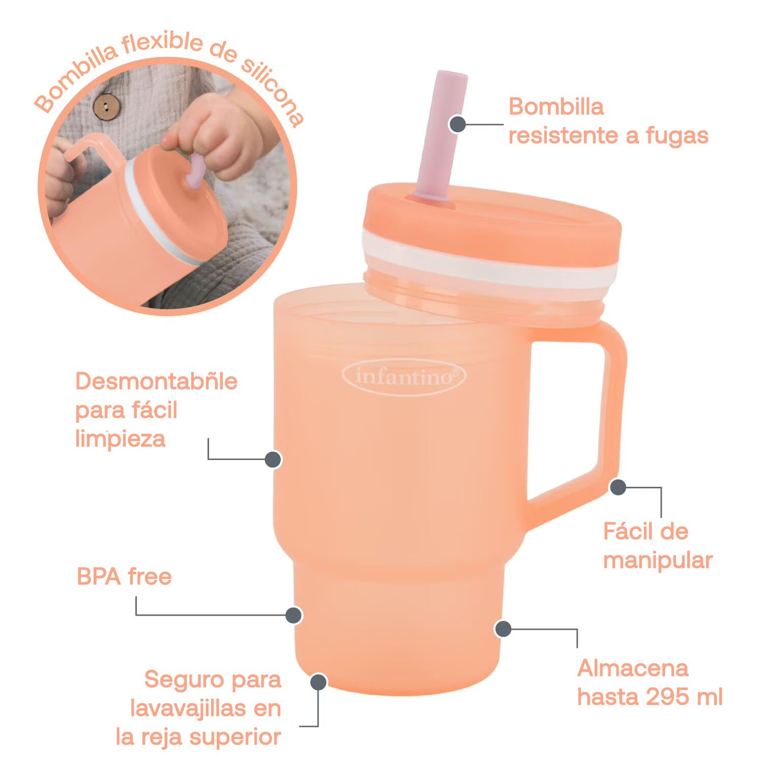 Vaso Antiderrame Bombilla My1st Tumbler 266ml Flor De Cerezo image number 2.0