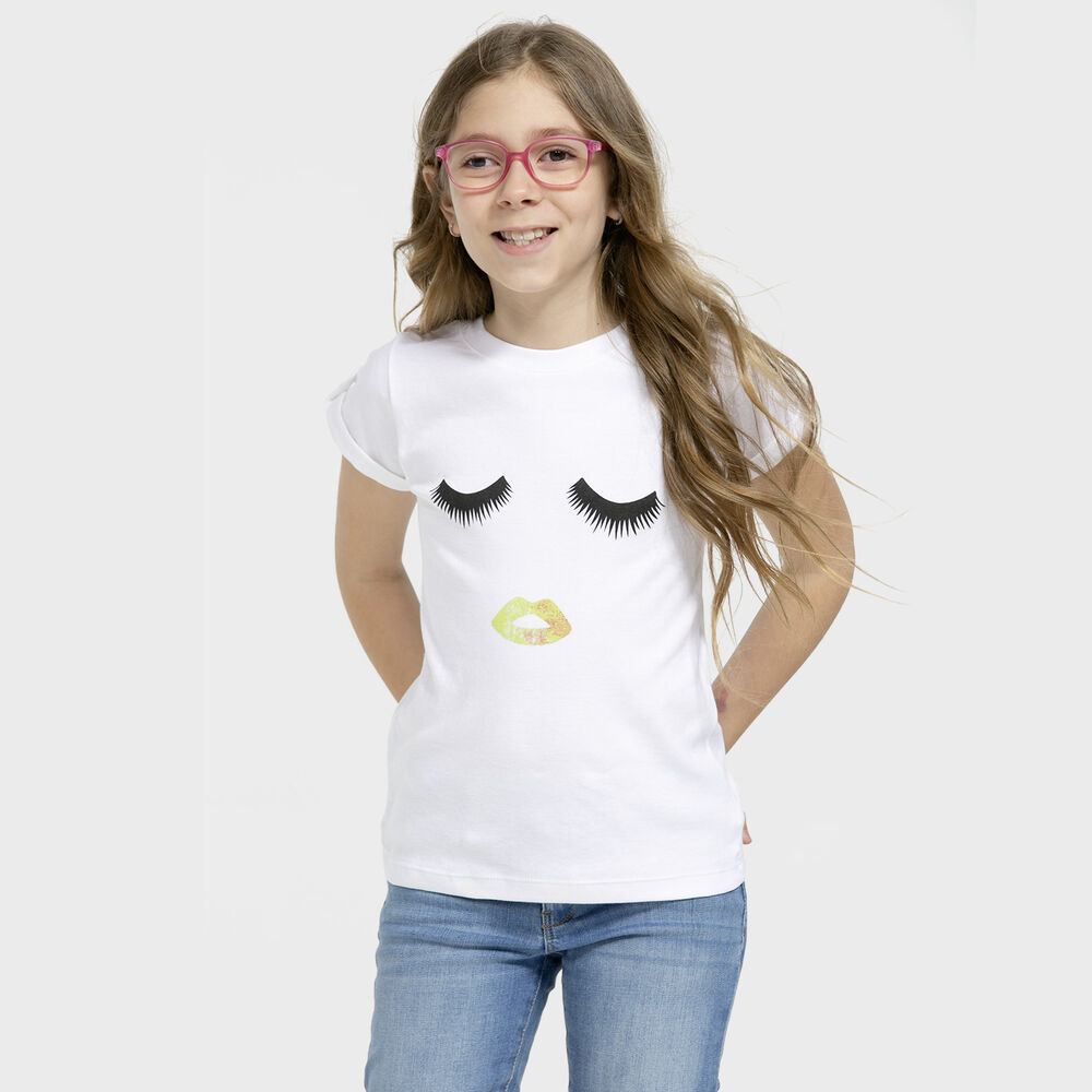 Polera Blanca Pestañas Adulto Algodón Peruano image number 5.0