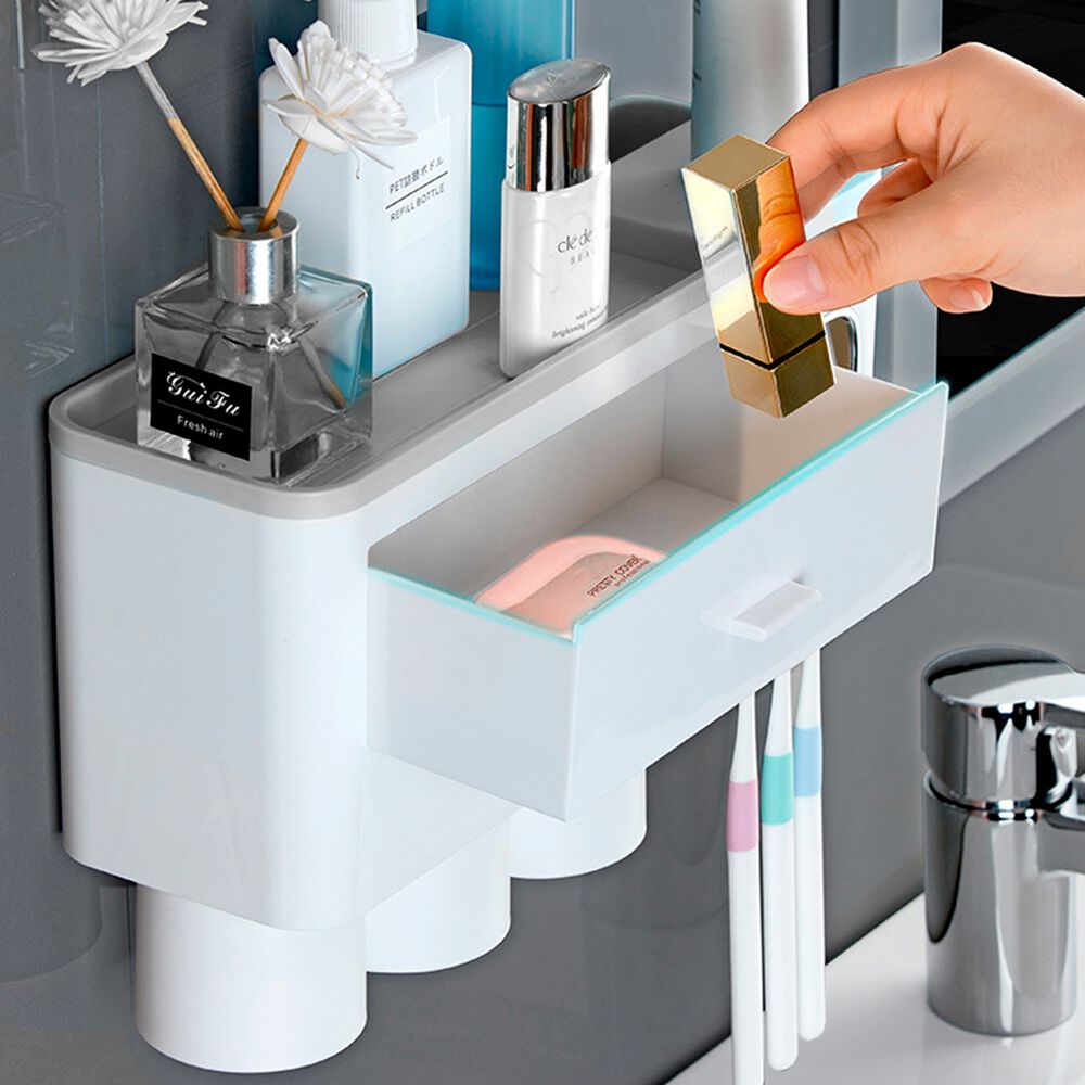 Organizador De Baño Con Dispensador De Pasta Dental Y Porta Cepillos image number 7.0