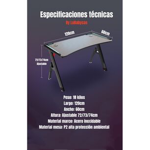 Escritorio Gamer Con Luces 120x60x73cm Negro By Lubabycas