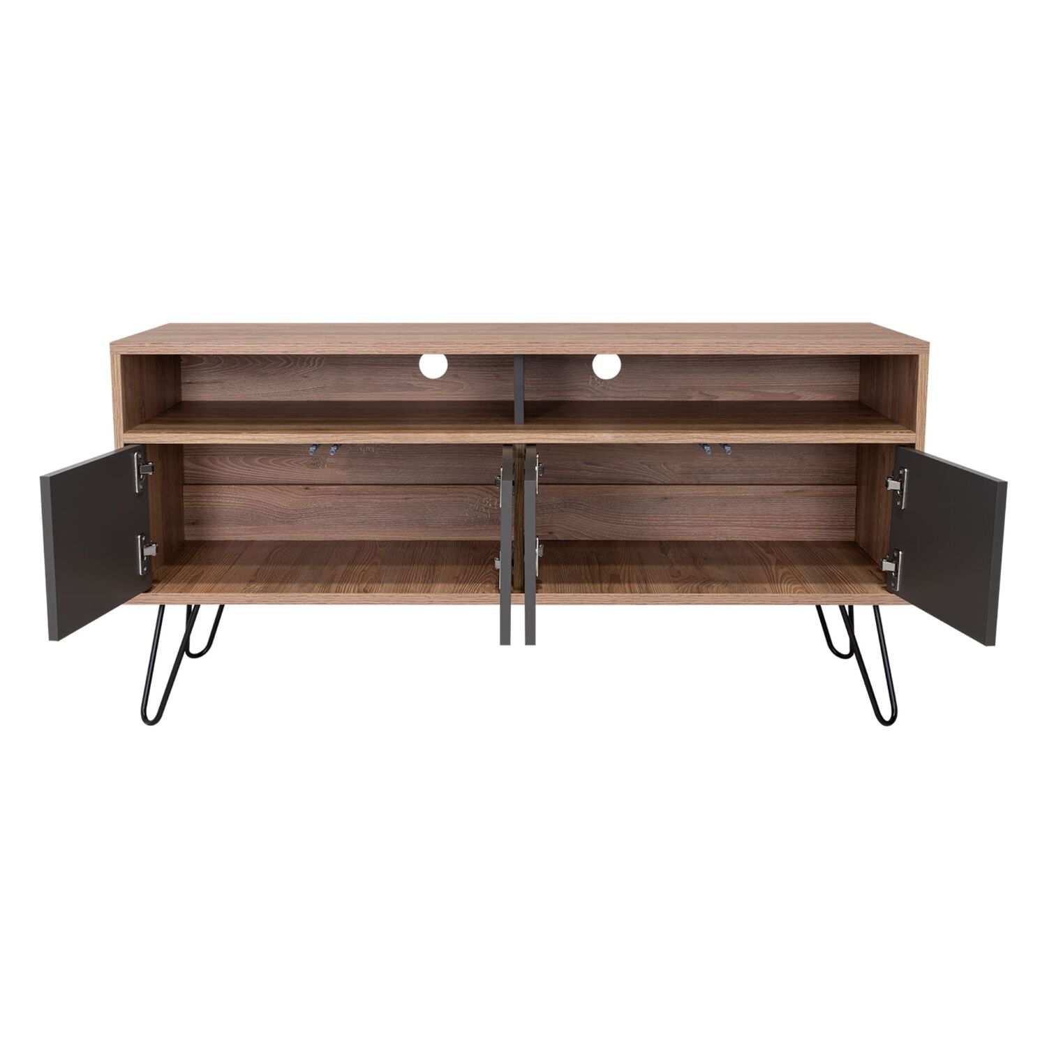 Rack Tv 55" Con 2 Repisas Y 4 Puertas Fm-006c Caf&eacute; Claro Y Plomo image number 3.0