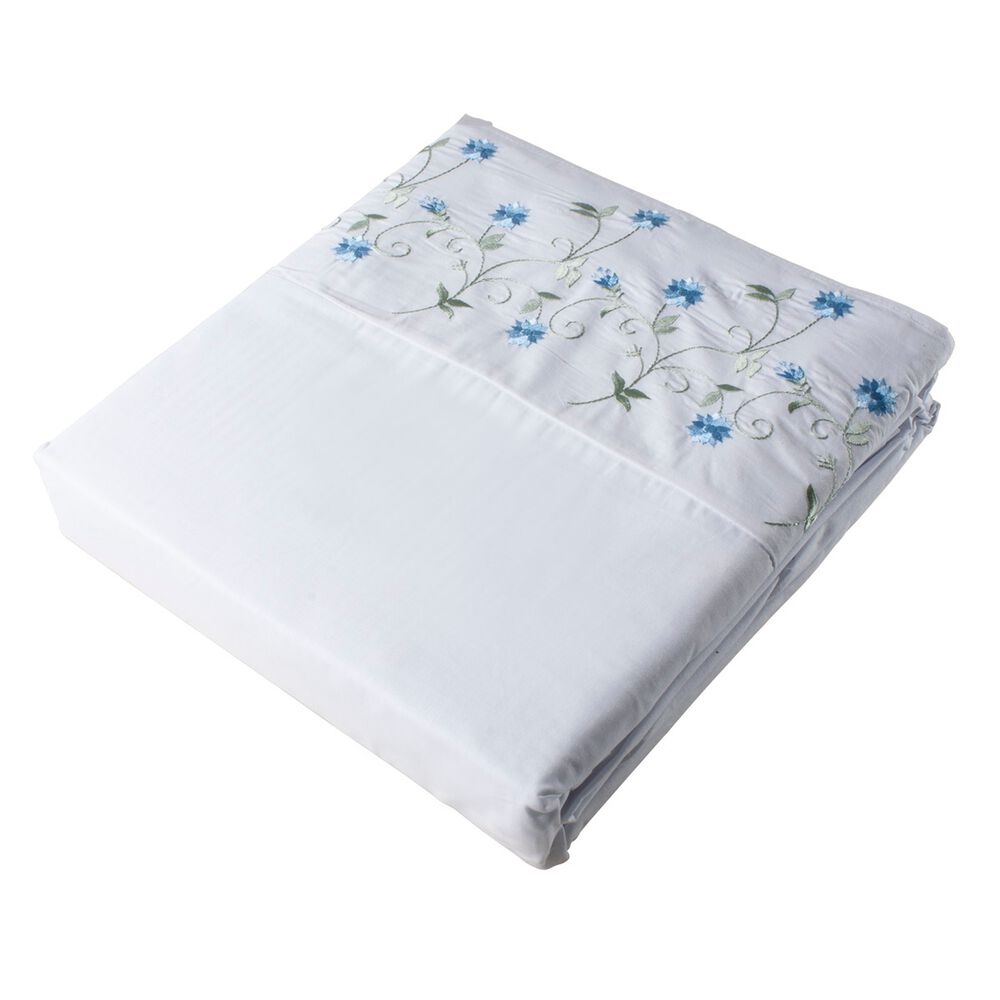 S&aacute;bana Andes 144 Hilos Bordado Celeste 2 Pl image number 1.0