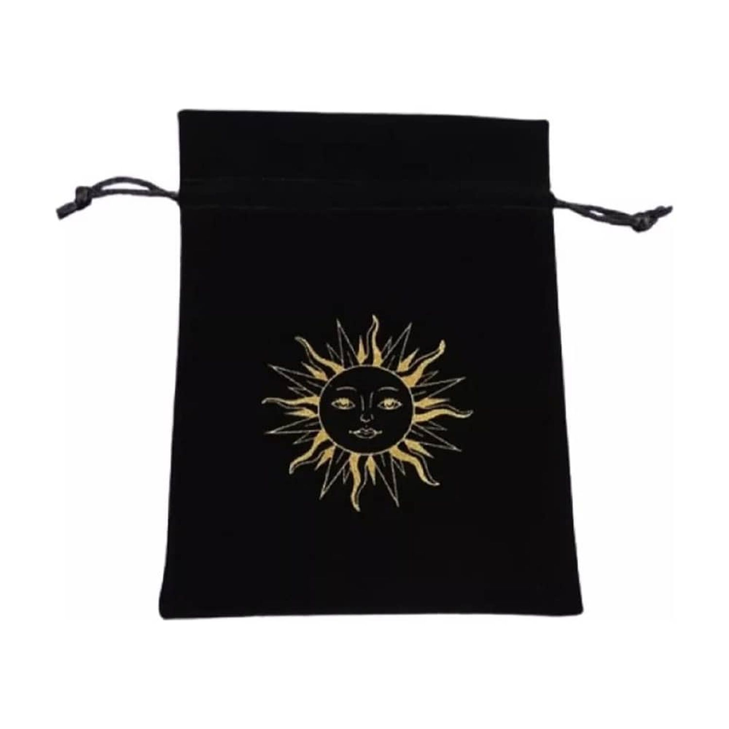 Bolsa De Terciopelo Negra Con Dise&ntilde;o De Sol image number 1.0