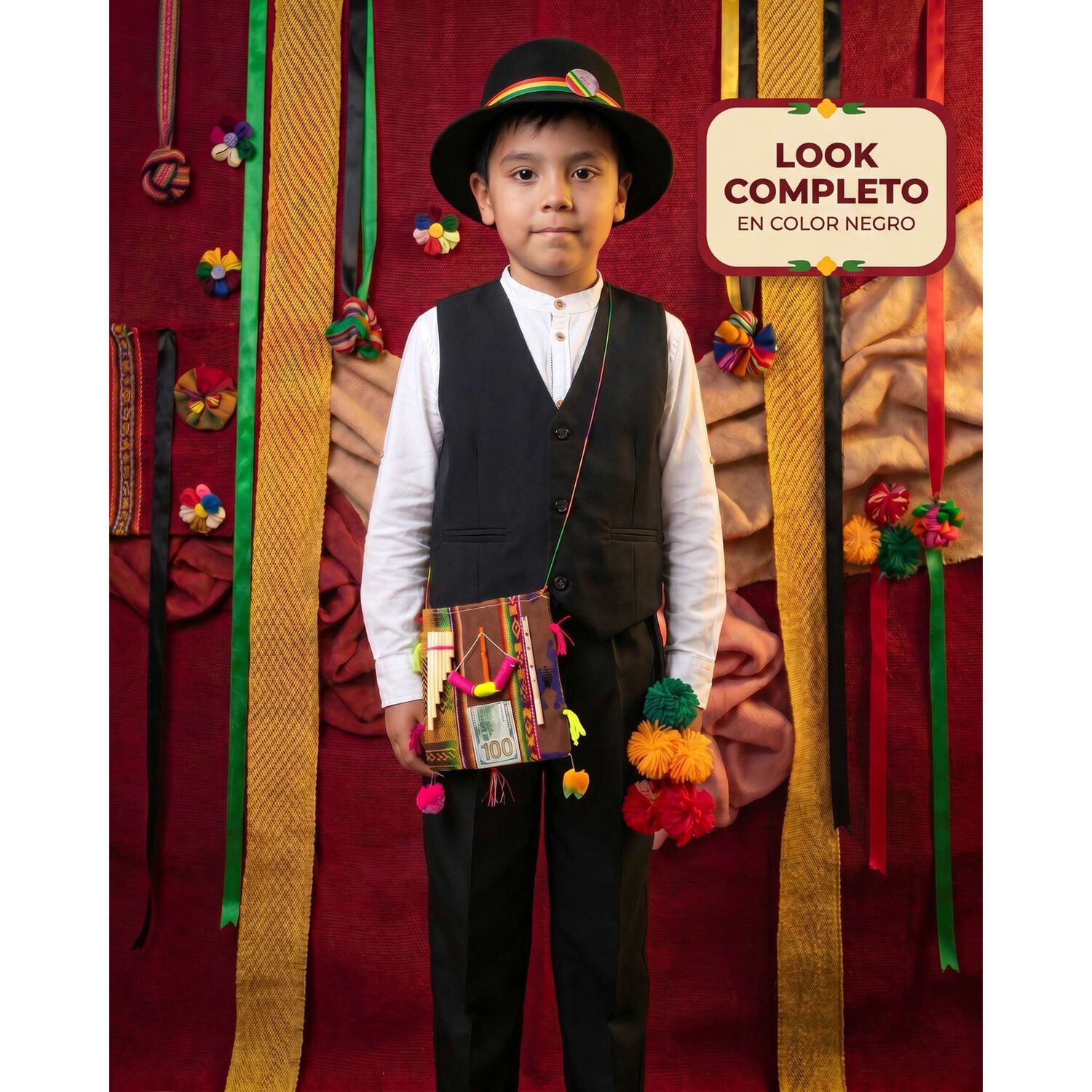 Traje Trote Nortino Completo Falda Y Punta Baile Para Ni&ntilde;a image number 19.0