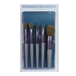 Set De 5 Brochas De Maquillaje De Cerdas Seminaturales Con Estuche