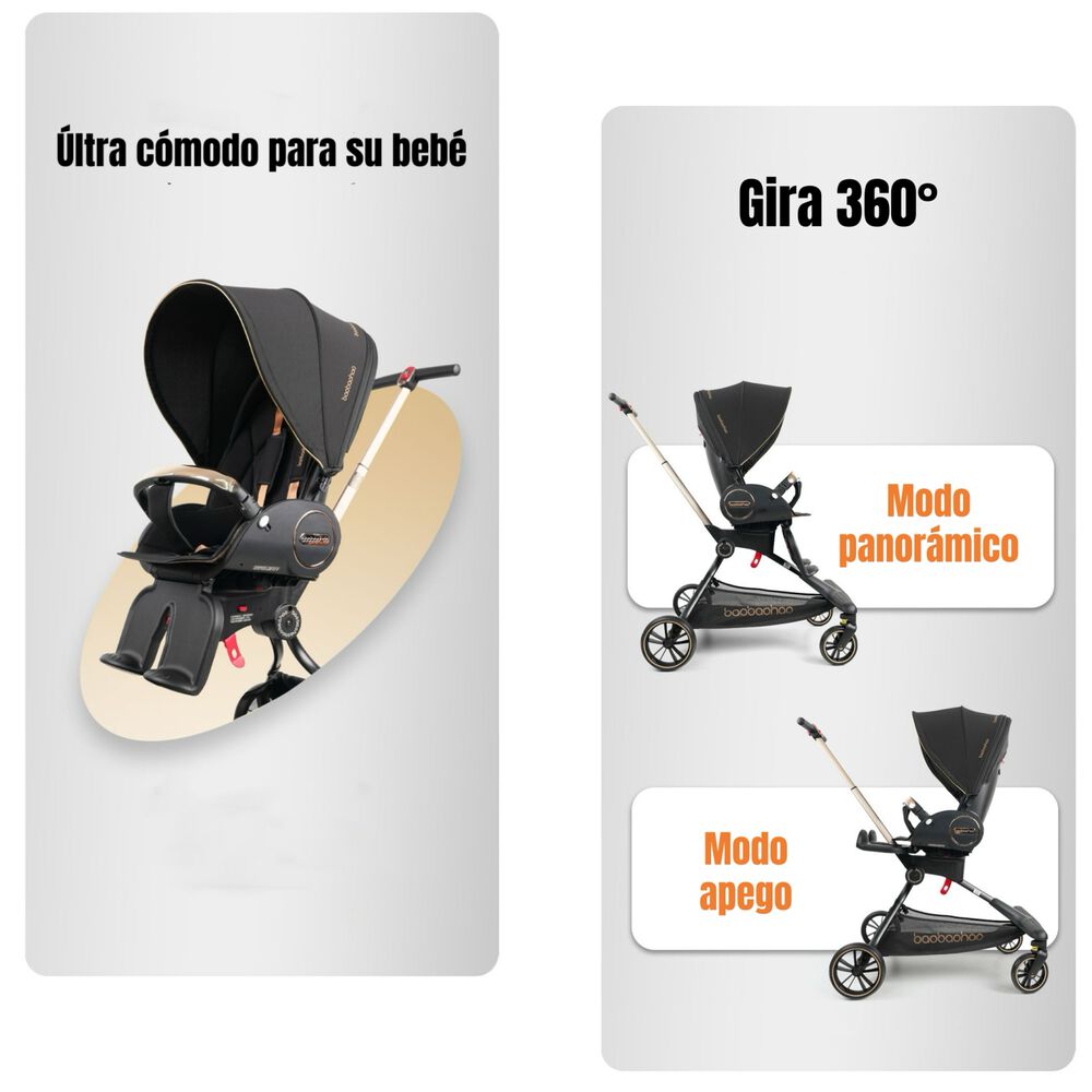 Coche De Paseo 360 Reclinable Astra Negro Lubabycas image number 3.0