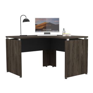 Escritorio En L 120x120x75 Cm Fm-003n Negro Y Café Oscuro