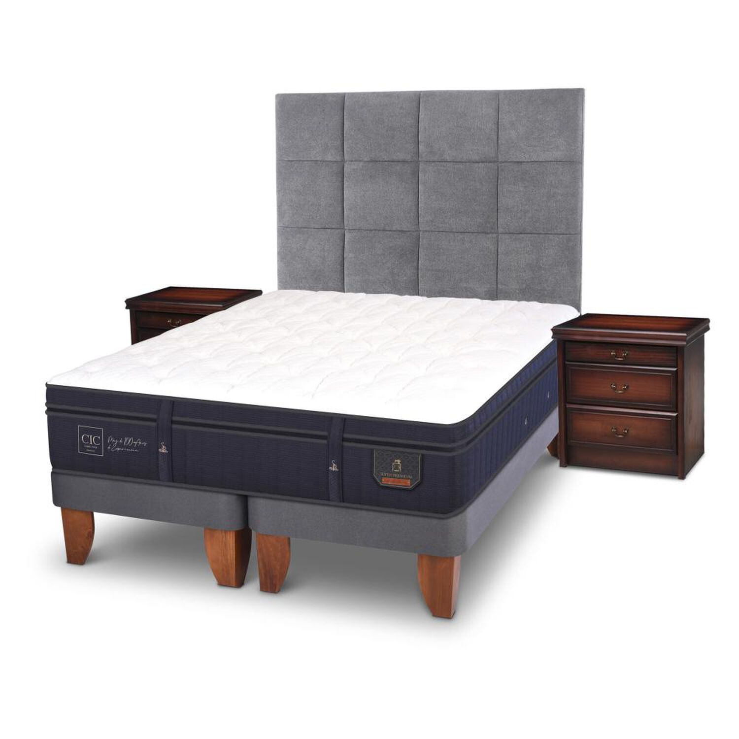 Cama Europea Cic Super Premium / King / Base Dividida + Set De Maderas image number 3.0
