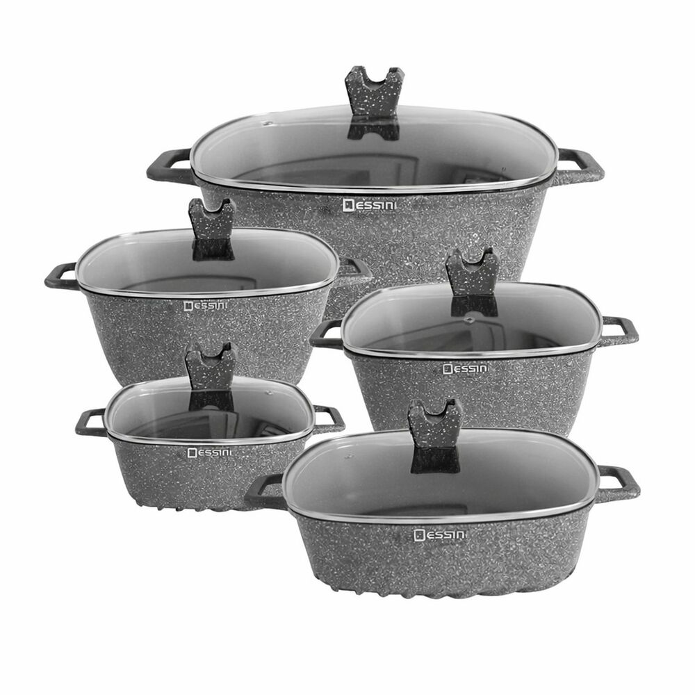 Juego De Ollas Granito 10 Piezas Antiadherente Premium Gris image number 0.0
