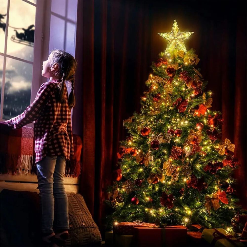 Estrella Punta Arbol Led Calida 15cm Navidad Decoracion image number 3.0
