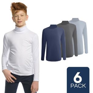 Pack 6 Camisetas Polera Beatle Polar Ni&ntilde;o Primera Capa Manga Larga Surtido