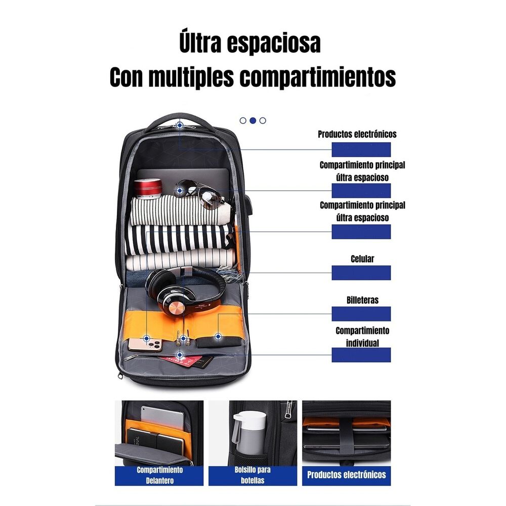 Mochila Notebook Inteligente Con Usb Negra By Lubabycas image number 4.0