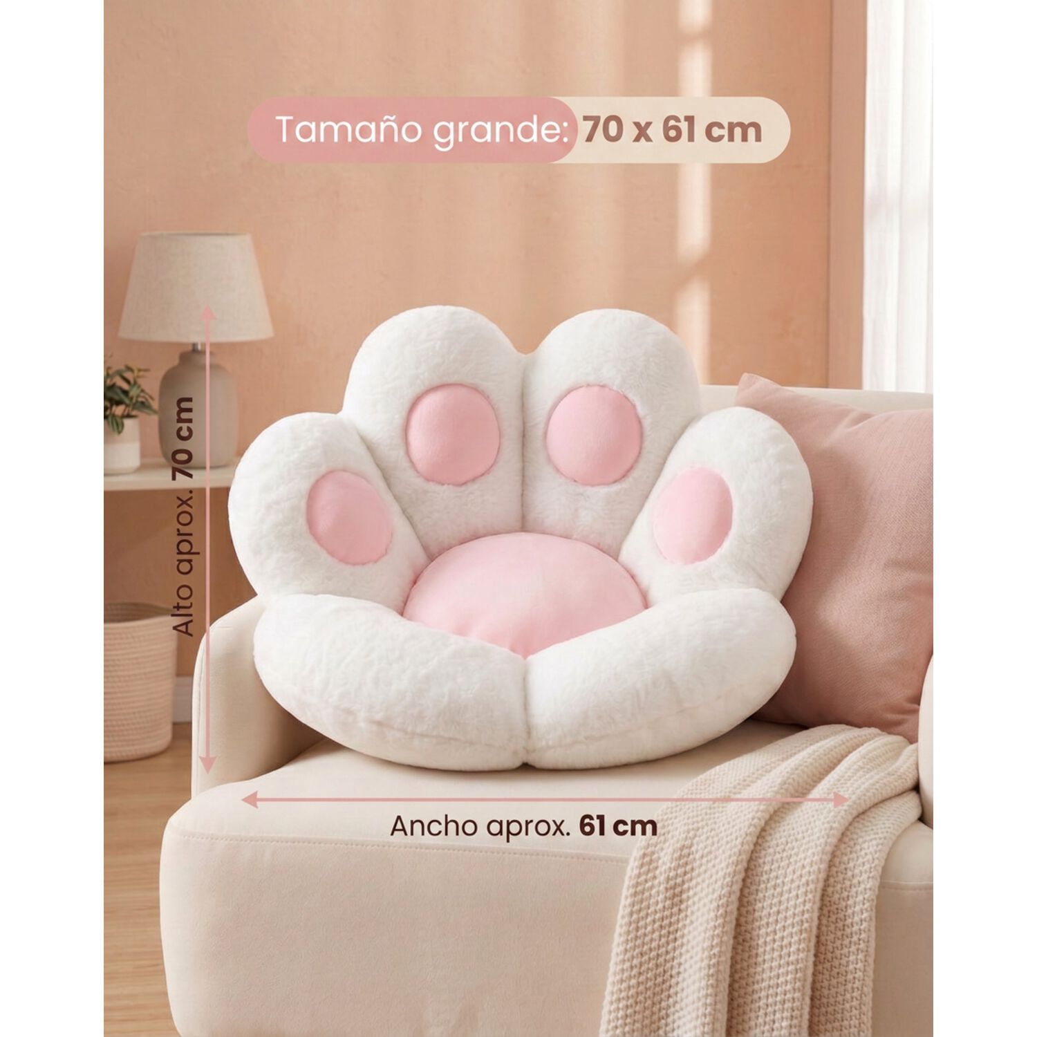 Coj&iacute;n Almohada Mano De Gatito Suave 70x61 image number 13.0