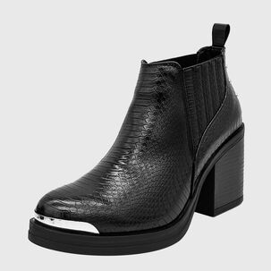Botin Para Mujer Elasticado Con Taco Negro