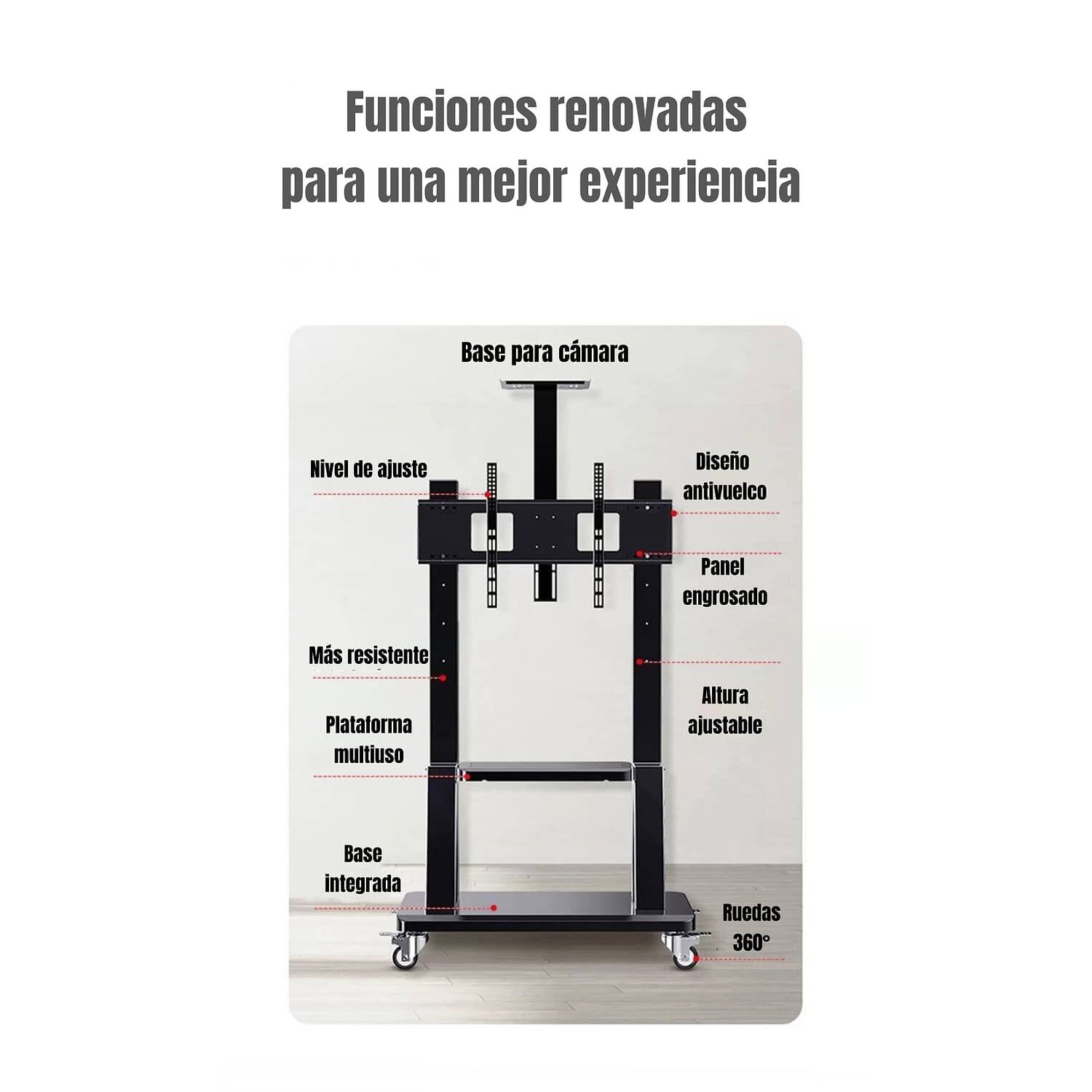 Soporte Tv Rack Pedestal 32&rdquo;-75&rdquo; Con Ruedas By Lubabycas image number 5.0