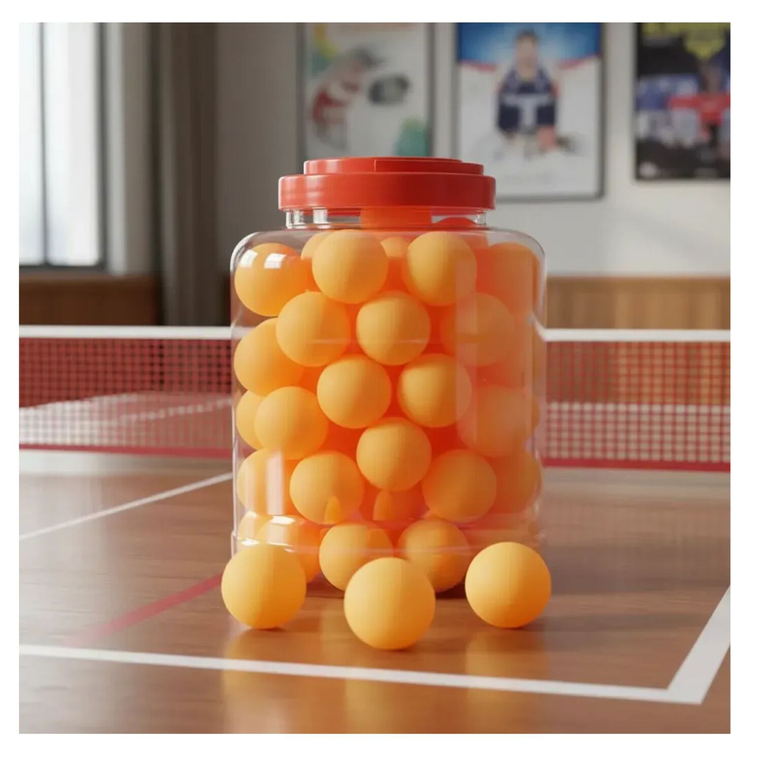Pelotas De Ping Pong Set 60und En Tarro Naranja image number 1.0