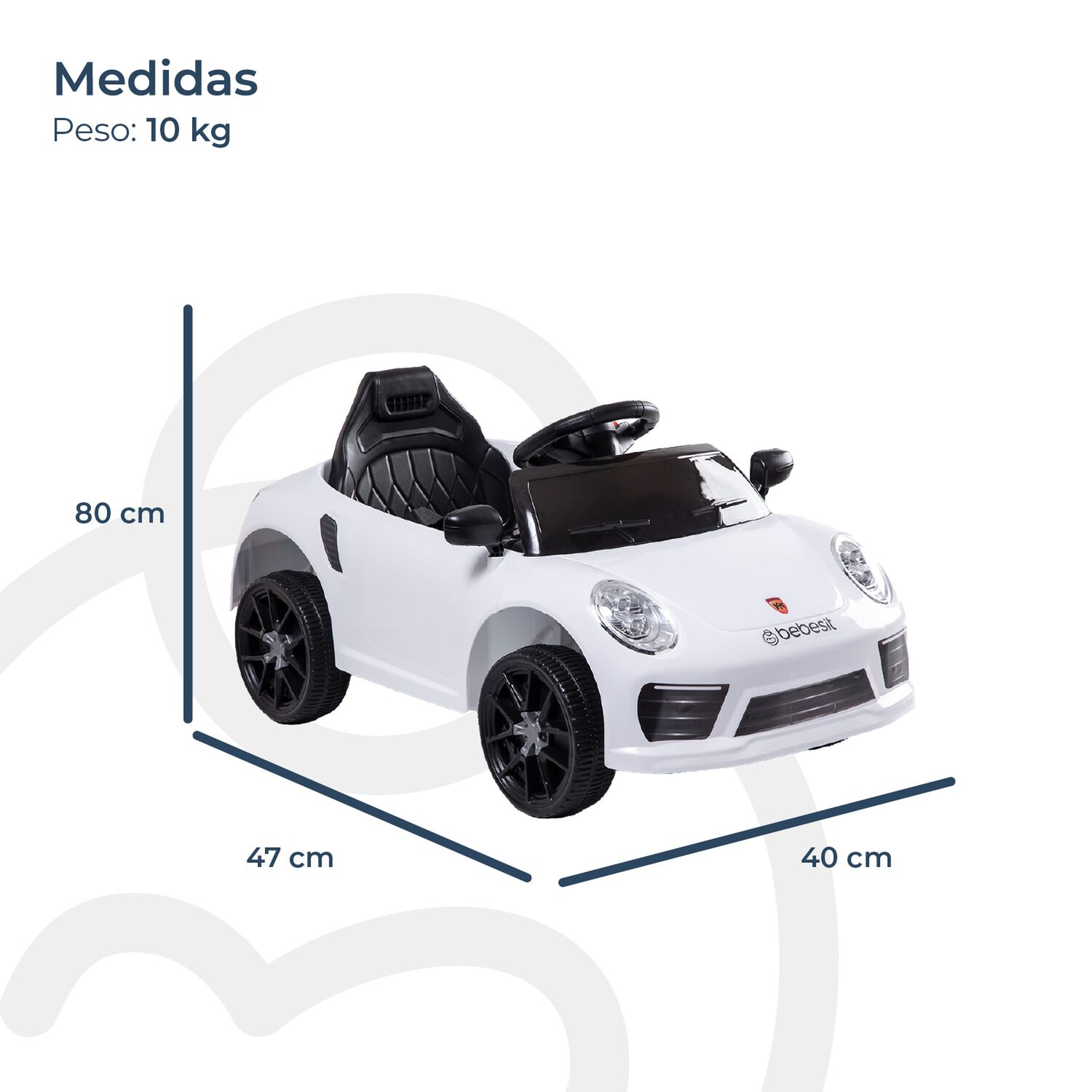 Auto Deportivo El&eacute;ctrico Race Blanco Bebesit image number 9.0