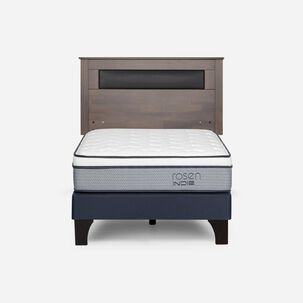Cama Europea Rosen Indie / 1.5 Plazas / Base Normal  + Respaldo Ferrara Gris