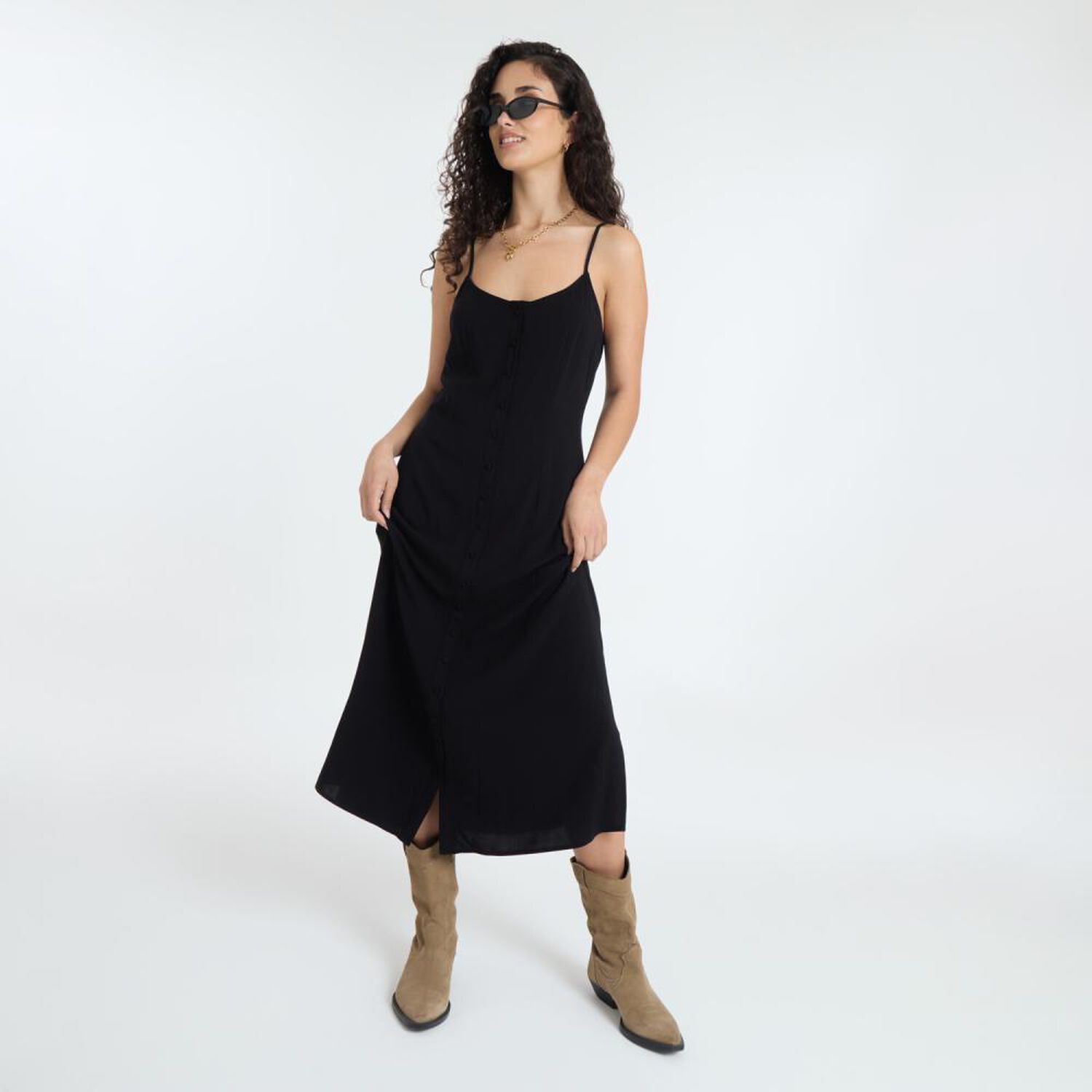 Vestido Largo Animal Print Sin Mangas Cuello V Mujer Freedom image number 1.0