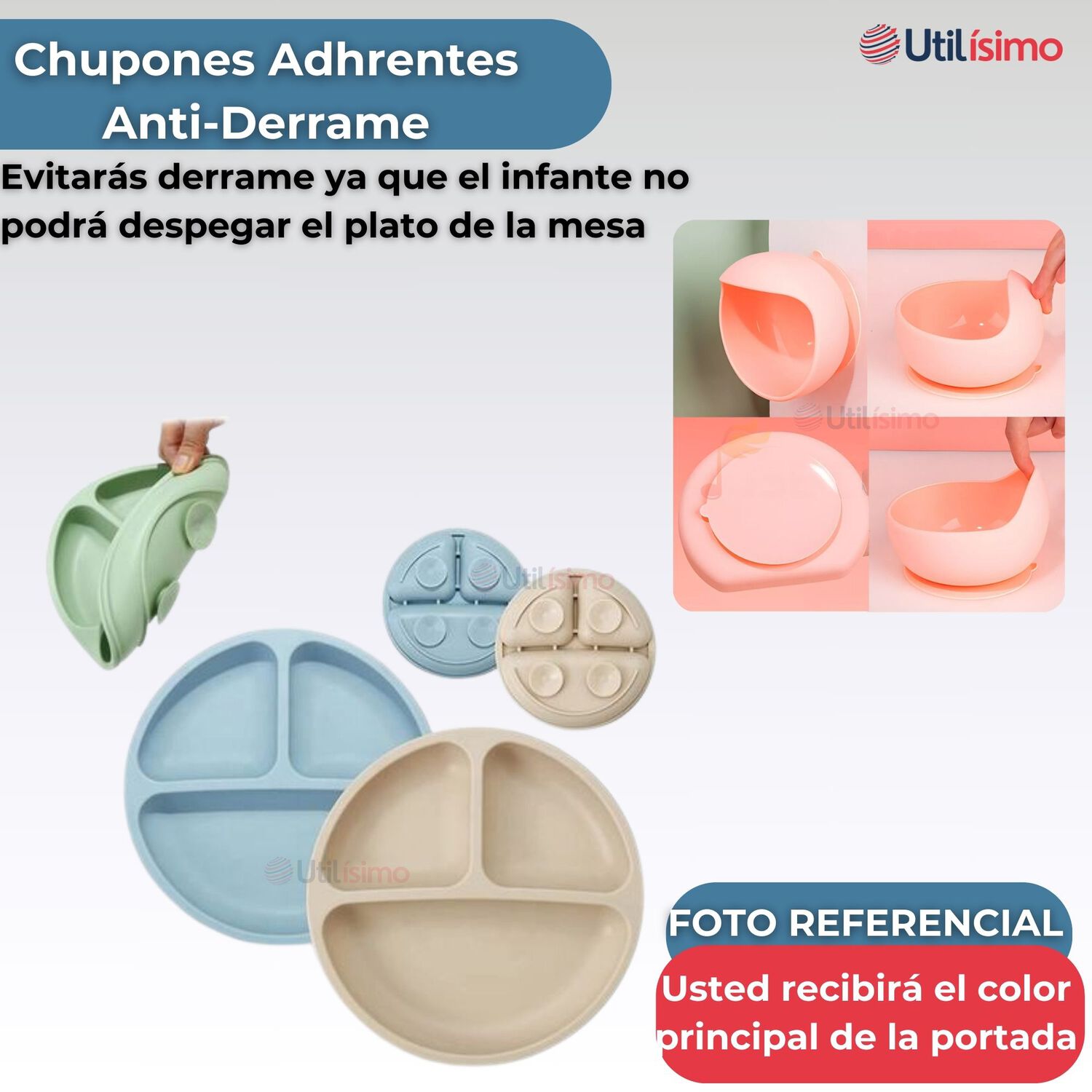 Set De Alimentaci&oacute;n Beb&eacute; Silicona De Oso 6 Piezas Libre Bpa Color Gris image number 9.0