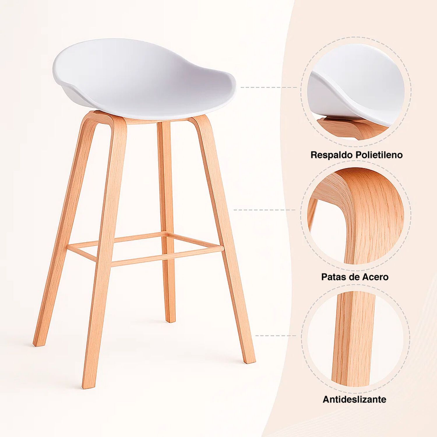 Pack De 4 Taburetes Nordic - Blanco image number 4.0