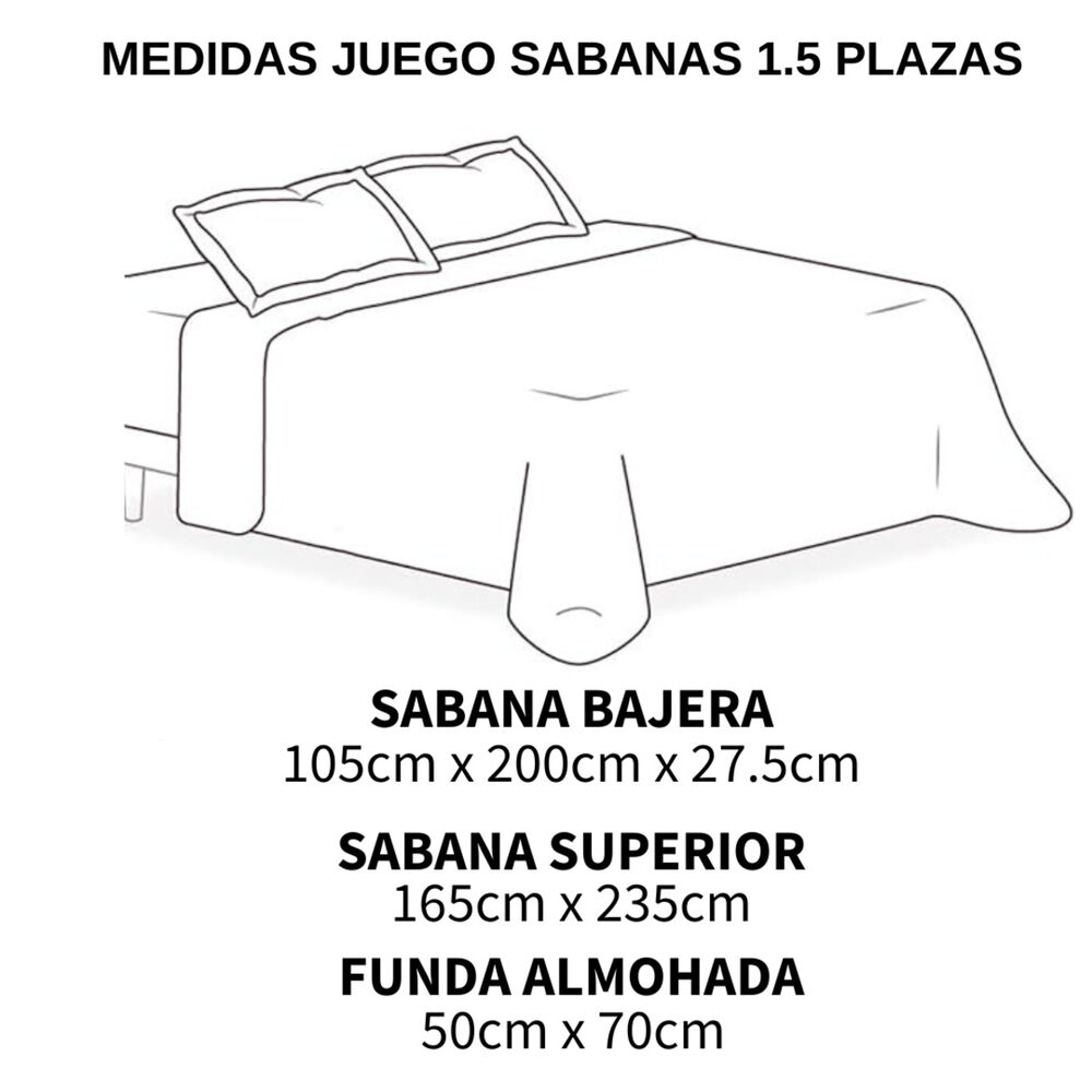 Juego De Sabanas De 200 Hilos Para Cama 1.5 Plazas + 1 Funda De Almohada Blanco image number 1.0