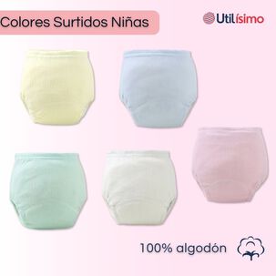 Pack 12 Calzón Pantys Niña Entrenamiento Algodón Cintura Elástica