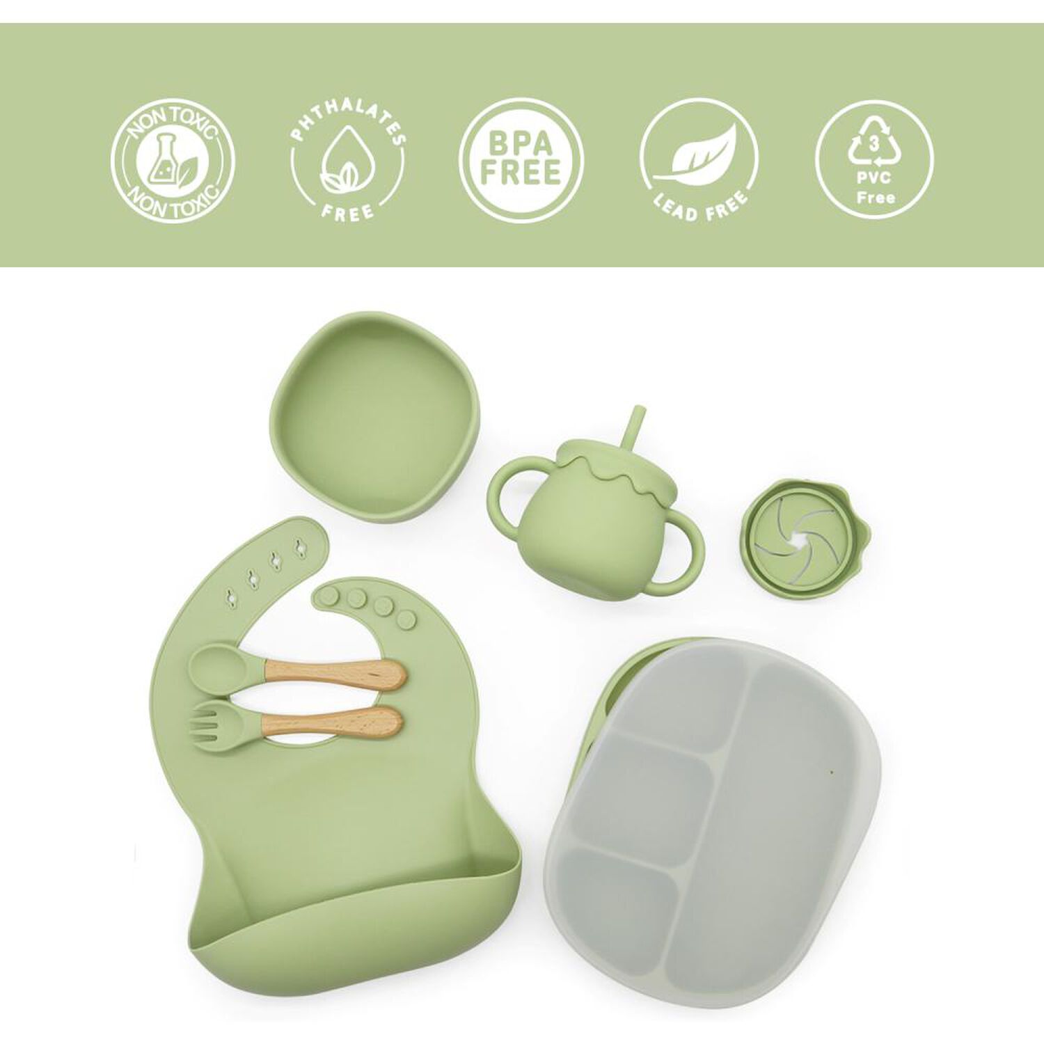 Set Alimentaci&oacute;n Bebesit October Silicona Verde image number 3.0