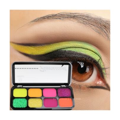 Pack 3 Paletas De Sombras Tonos Glitter Ne&oacute;n 8 Tonos Cada 1
