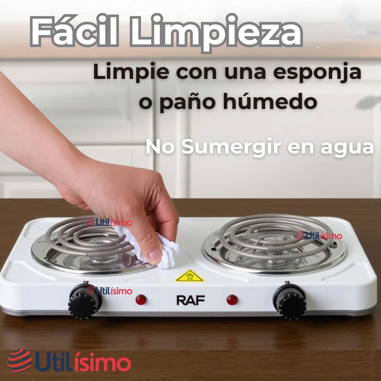 Cocina El&eacute;ctrica 2 Platos 2000w Cocinilla Port&aacute;til Blanco image number 4.0