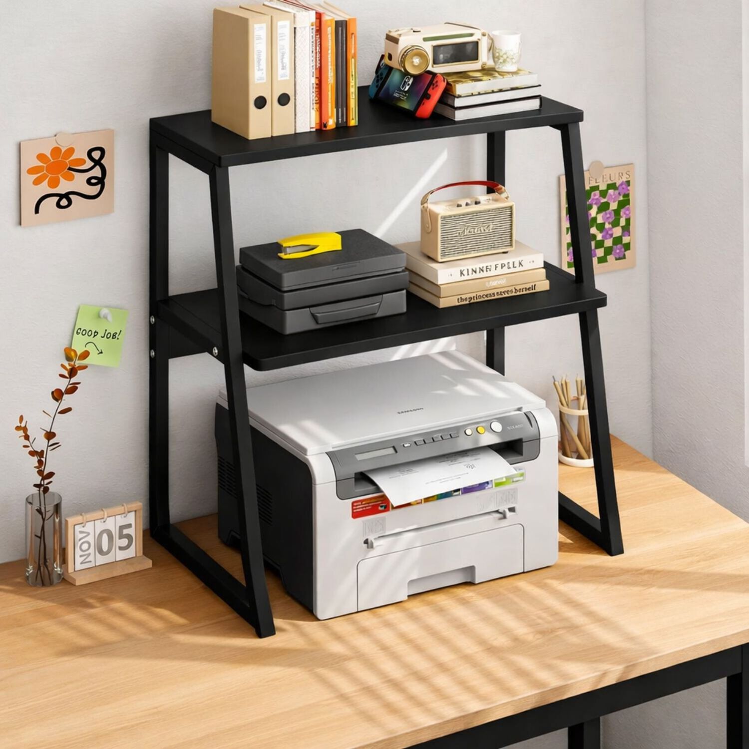 Soporte Para Impresora 2 Niveles Mdf Negro image number 3.0