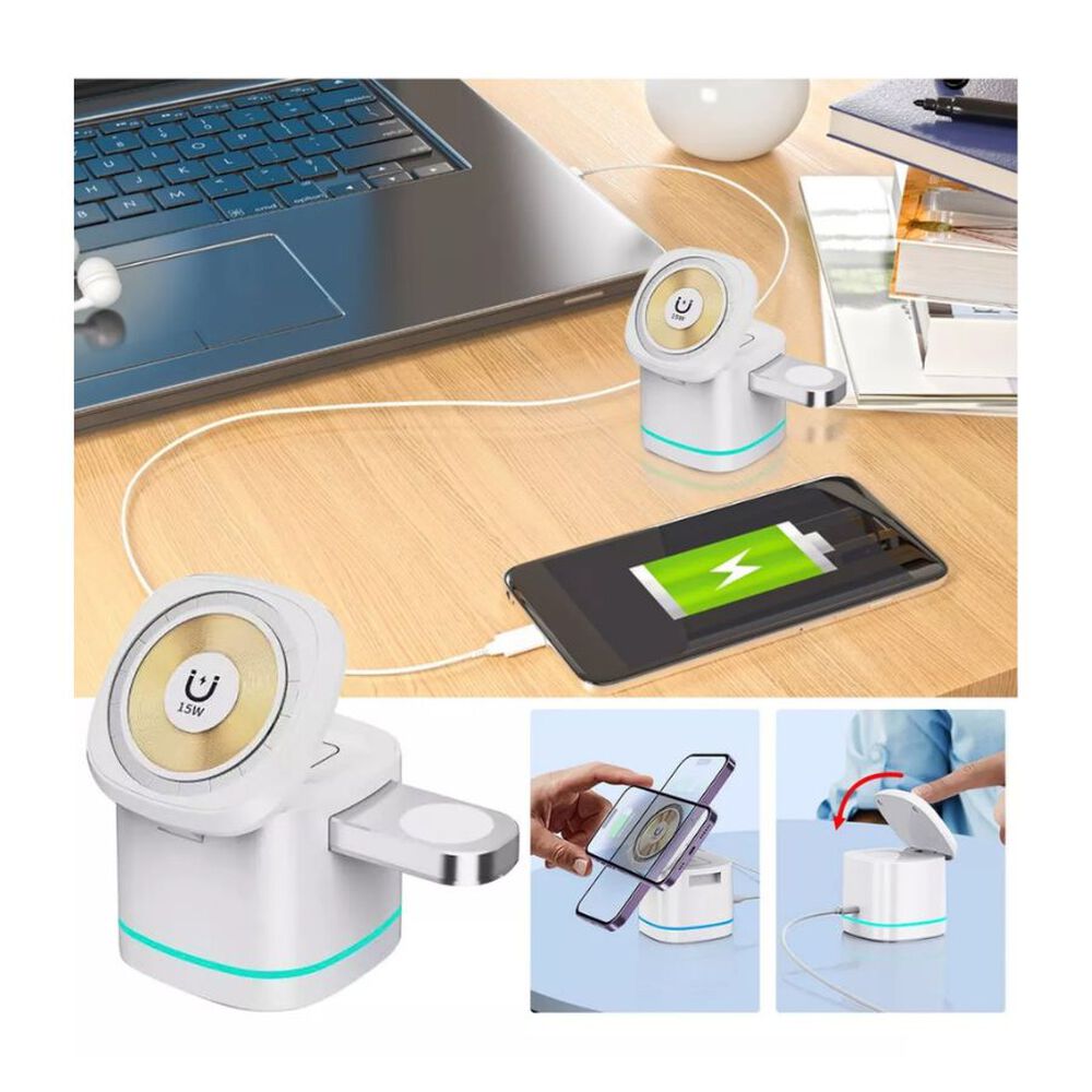 Cargador Inalámbrico 3 En 1 Magnético Vidvie Portátil 15w image number 2.0