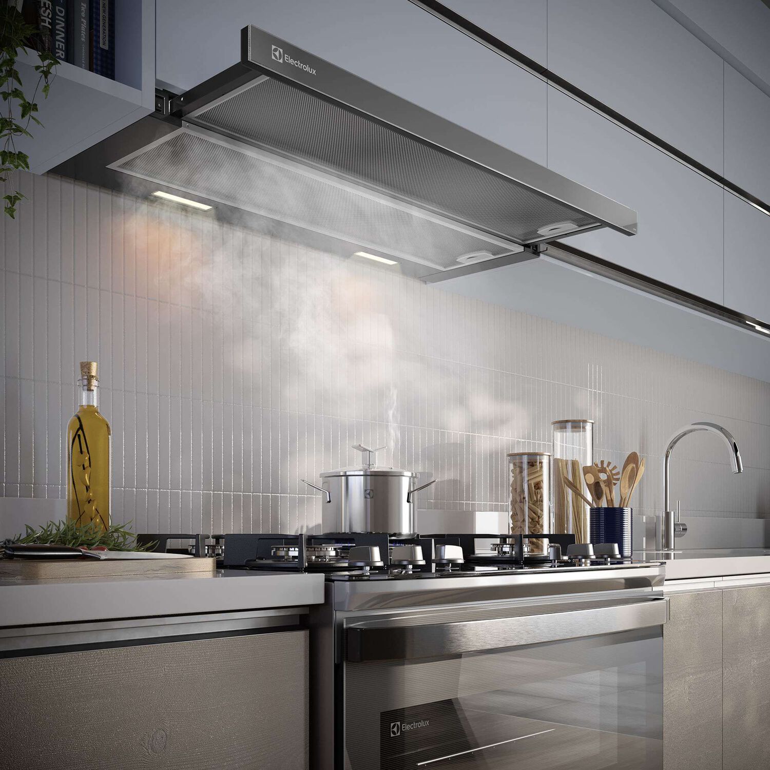 Campana Cocina extractora retr&aacute;ctil 90cm Luz Led De9ri Negra image number 5.0