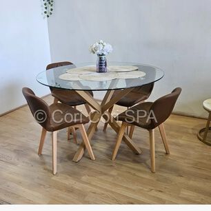 Comedor Mesa Warwick 120 + 4 Sillas Mariposa Wood Cafe