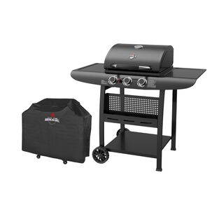 Set Parrilla A Gas 3 Quemadores Kansas Black + Funda S