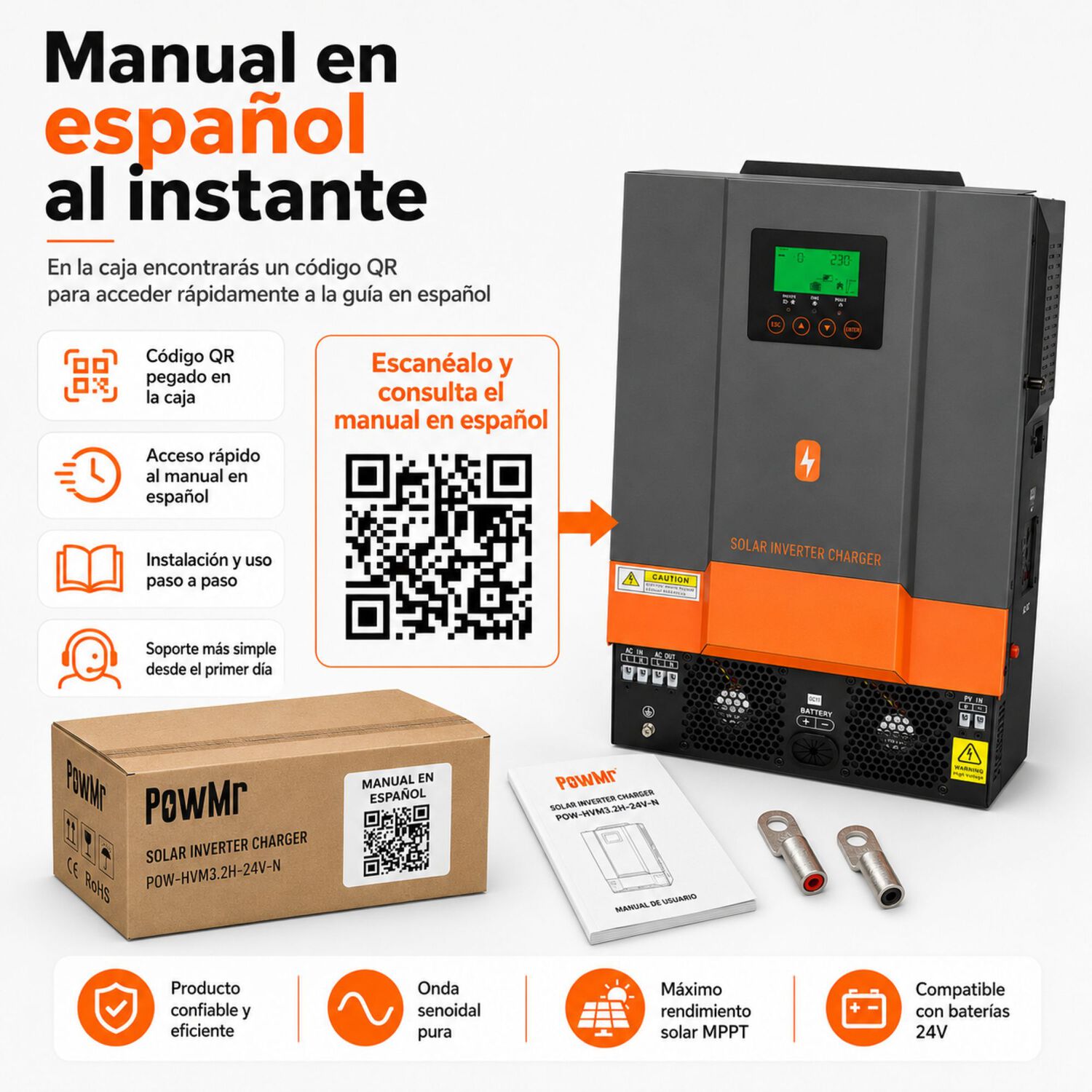 Inversor Solar H&iacute;brido Powmr 3000w 24v | Mppt 400v Onda Pura image number 8.0