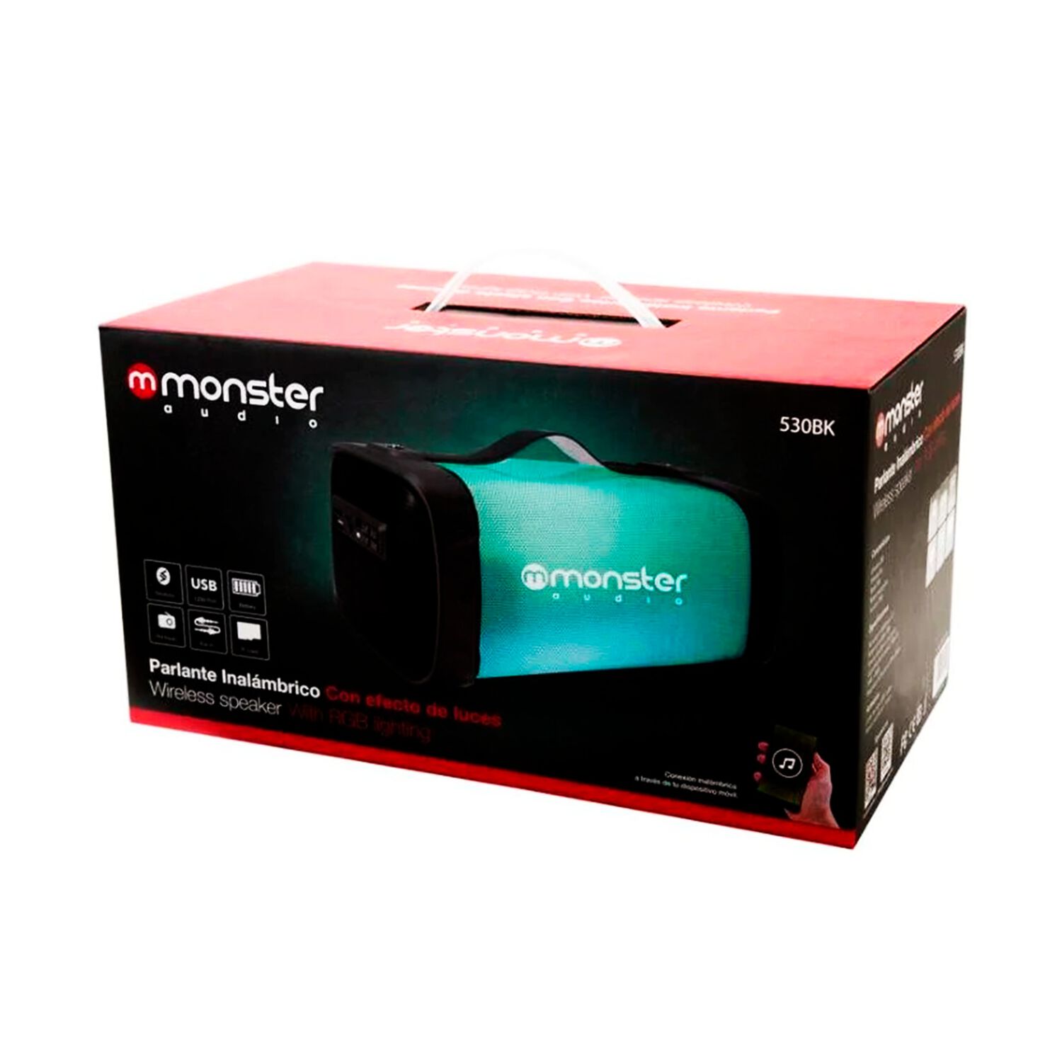 Parlante Port&aacute;til Monster Audio Mx530bk Retro Iluminado Rgb image number 2.0